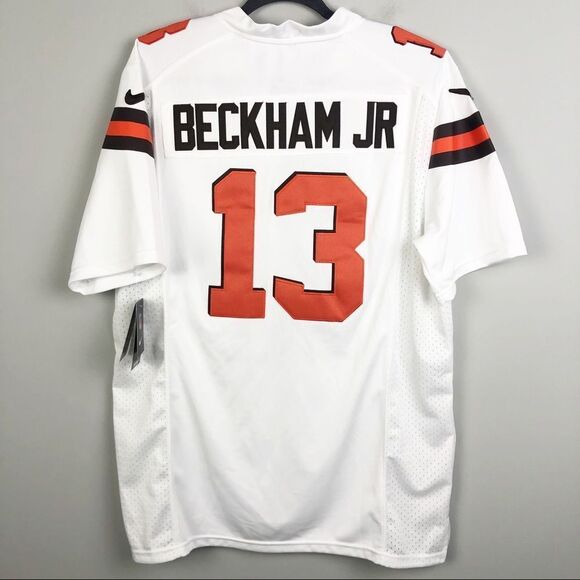NFL x NIKE | NWT CLEVELAND BROWNS Beckham Jr On Field White Jersey Size Medium - Picture 9 of 10